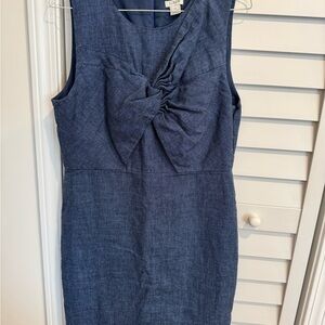 J. Crew Blue Sleeveless Midi Sheath Dress with Front Twist